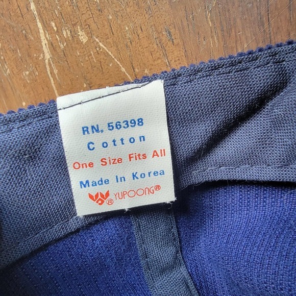 Vintage 1980s TOP GUN Blue & Yellow Corduroy Snapback Cap Hat Yupoong - Picture 8 of 9